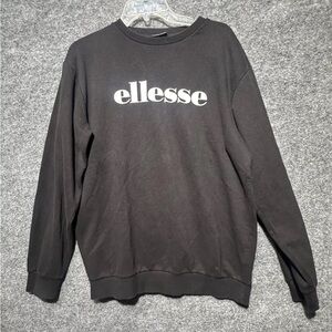 Ellesse Sweatshirt Mens Medium Black Graphic Logo Spell Out Lightweight Pullover
